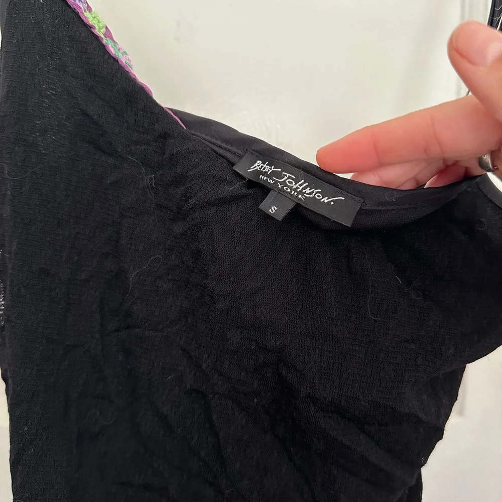 Betsey Johnson Black Dress with Floral Strap vintage - Picture 4 of 6